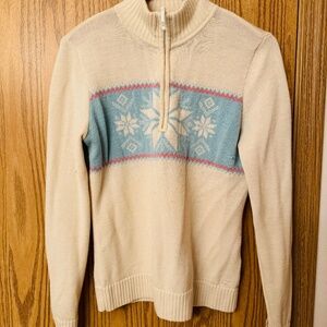 ❄️ Vineyard Vines 100% wool zip-front Nordic style sweater